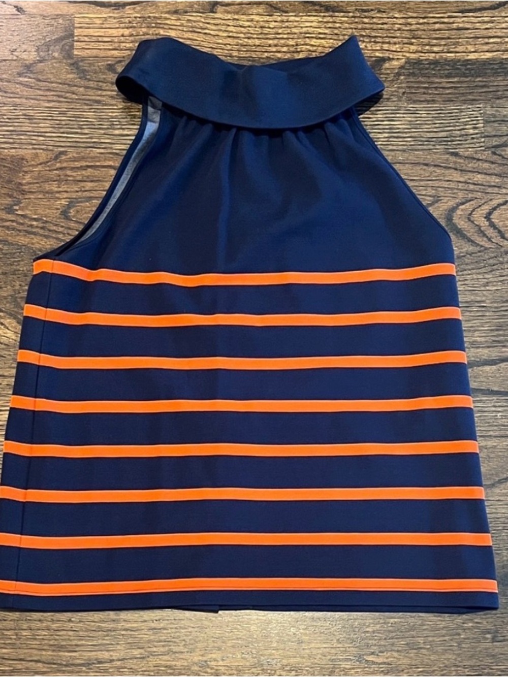Sail to Sable Navy and Orange Striped Halter Top